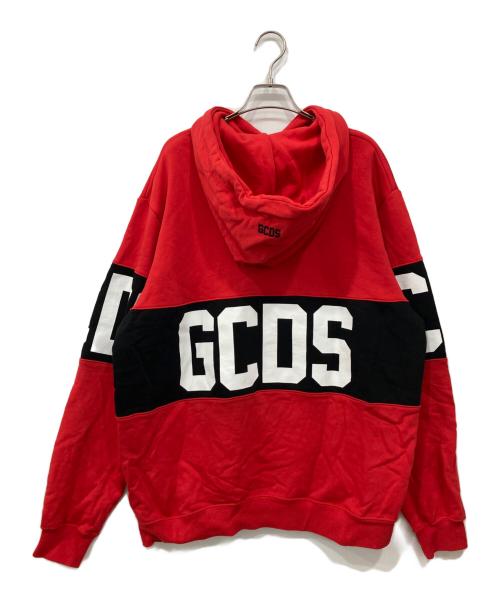 GCDS（ジーシーディーエス）GCDS (ジーシーディーエス) ロゴパーカー レッド×ブラック サイズ:XLの古着・服飾アイテム