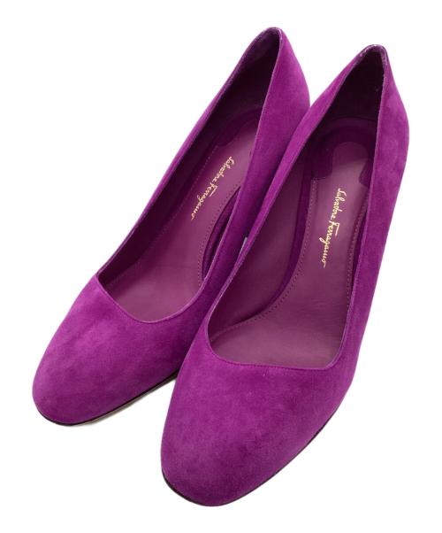 Salvatore Ferragamo（サルヴァトーレ フェラガモ）Salvatore Ferragamo (サルヴァトーレ フェラガモ) チャンキーヒールパンプス パープル サイズ:8 1/2の古着・服飾アイテム