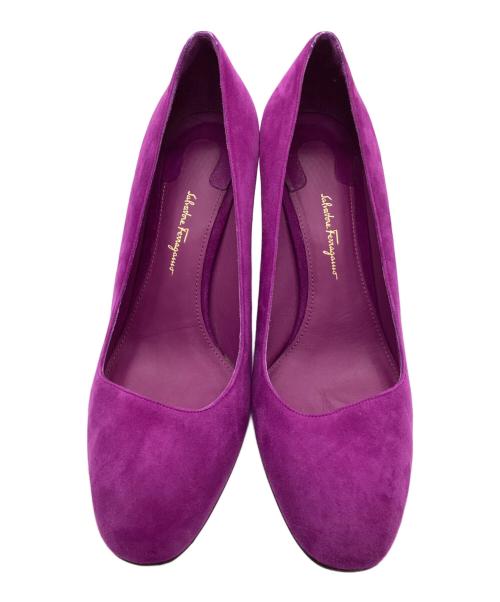 Salvatore Ferragamo（サルヴァトーレ フェラガモ）Salvatore Ferragamo (サルヴァトーレ フェラガモ) チャンキーヒールパンプス パープル サイズ:8 1/2の古着・服飾アイテム