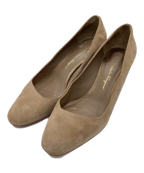 Salvatore Ferragamo（サルヴァトーレ フェラガモ）Salvatore Ferragamo (サルヴァトーレ フェラガモ) チャンキーヒールパンプス ベージュ サイズ:9の古着・服飾アイテム