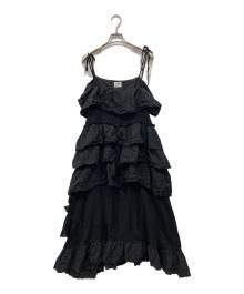 merry jenny（メリージェニー）の古着「イレギュラーレースキャミワンピース」｜ブラック