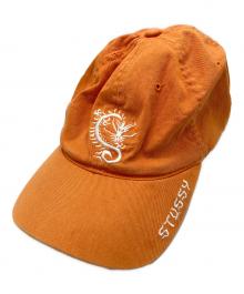 stussy（ステューシー）の古着「90's ドラゴン刺繍キャップ」｜オレンジ