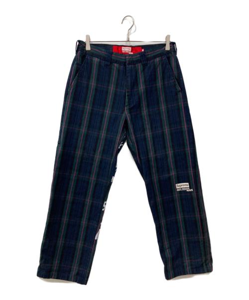 SUPREME（シュプリーム）Supreme (シュプリーム) JUNYA WATANABE MAN (ジュンヤワタナベマン) プリントワークパンツ ネイビー×グリーン サイズ:30の古着・服飾アイテム