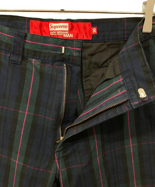 SUPREME（シュプリーム）Supreme (シュプリーム) JUNYA WATANABE MAN (ジュンヤワタナベマン) プリントワークパンツ ネイビー×グリーン サイズ:30の古着・服飾アイテム