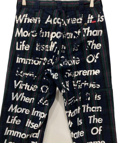 SUPREME（シュプリーム）Supreme (シュプリーム) JUNYA WATANABE MAN (ジュンヤワタナベマン) プリントワークパンツ ネイビー×グリーン サイズ:30の古着・服飾アイテム