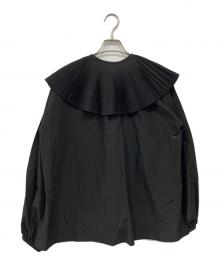 machatt（マチャット）の古着「プリーツ オーバーカラー ブラウス」｜ブラック