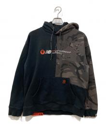 NEW BALANCE×A BATHING APE（ニューバランス×ア ベイシング エイプ）の古着「プルオーバーパーカー」｜グレー×ブラック