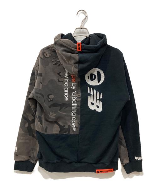 NEW BALANCE（ニューバランス）NEW BALANCE (ニューバランス) A BATHING APE (ア ベイシング エイプ) プルオーバーパーカー グレー×ブラック サイズ:Lの古着・服飾アイテム