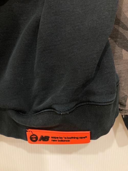 NEW BALANCE（ニューバランス）NEW BALANCE (ニューバランス) A BATHING APE (ア ベイシング エイプ) プルオーバーパーカー グレー×ブラック サイズ:Lの古着・服飾アイテム