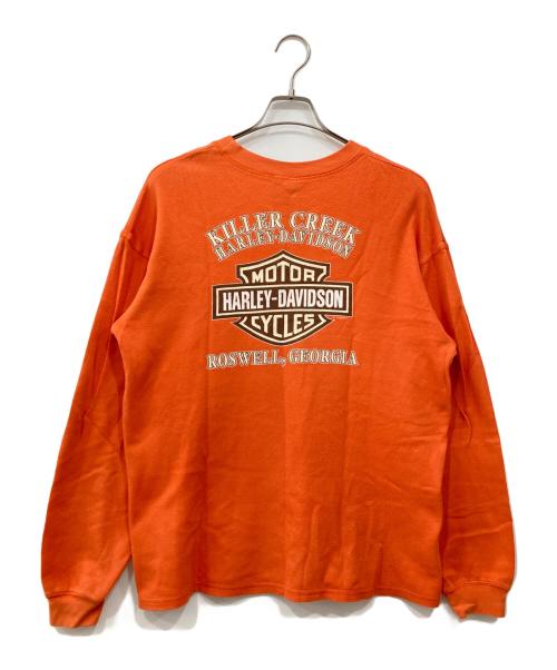 HARLEY-DAVIDSON（ハーレーダビッドソン）HARLEY-DAVIDSON (ハーレーダビッドソン) ロングスリーブカットソー オレンジ サイズ:Lの古着・服飾アイテム