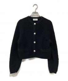 emmi atelier（エミアトリエ）の古着「メランジニットジャケット」｜ブラック