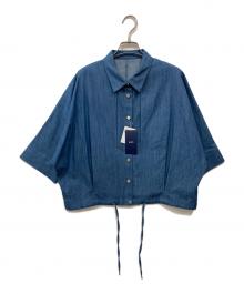 SHIPS（シップス）の古着「デニム ライク タック 裾 ドロスト 羽織 シャツ」｜インディゴ