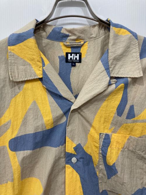 HELLY HANSEN（ヘリーハンセン）HELLY HANSEN (ヘリーハンセン) ショートスリーブビーチプリントバスクシャツ ブルー×ベージュ サイズ:XLの古着・服飾アイテム