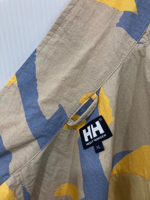 HELLY HANSEN（ヘリーハンセン）HELLY HANSEN (ヘリーハンセン) ショートスリーブビーチプリントバスクシャツ ブルー×ベージュ サイズ:XLの古着・服飾アイテム
