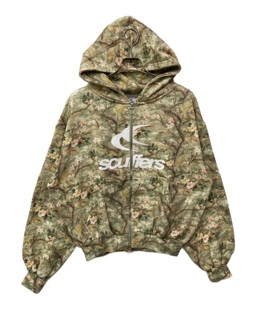 scuffers（スカッファー）scuffers (スカッファー) リアルフラワージップパーカー グリーン サイズ:Mの古着・服飾アイテム