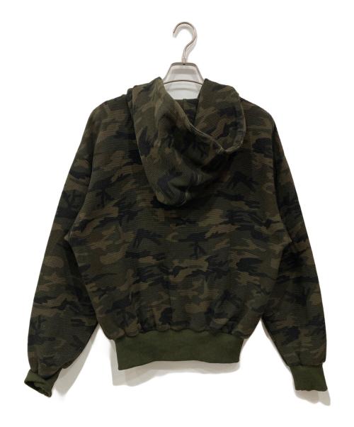 Ballsy.Brothers（ボールジーブラザーズ）BALLSY.BROTHERS (ボールジーブラザーズ) ボクシンググローブワッフルダブルジップフーディー オリーブ サイズ:Mの古着・服飾アイテム