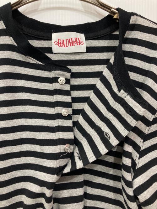 BADWAY（バッドウェイ）BADWAY (バッドウェイ) ボーダーカットソー ブラック×グレー サイズ:Lの古着・服飾アイテム