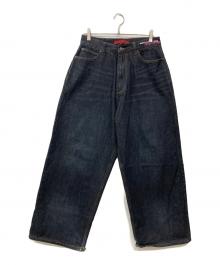 Jaded London（ジェイデッドロンドン）の古着「レインボースクリプトデニムパンツ」｜インディゴ