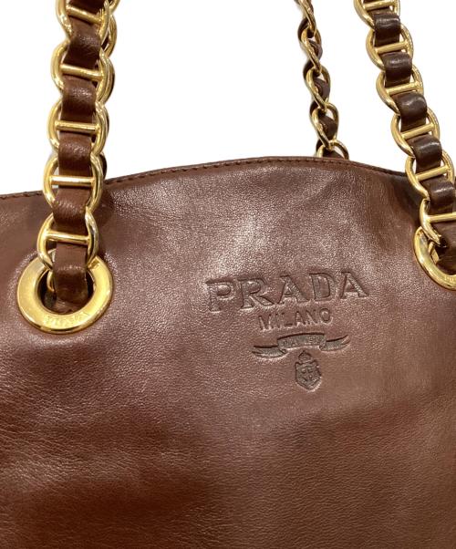 PRADA（プラダ）PRADA (プラダ) チェーントートバッグ ブラウンの古着・服飾アイテム