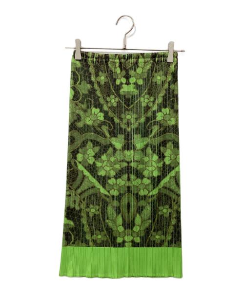 PLEATS PLEASE（プリーツプリーズ）PLEATS PLEASE (プリーツプリーズ) 総柄プリーツスカート グリーン サイズ:2の古着・服飾アイテム