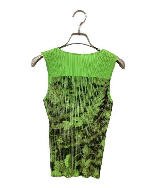 PLEATS PLEASE（プリーツプリーズ）PLEATS PLEASE (プリーツプリーズ) ノースリーブプリーツブラウス グリーン サイズ:3の古着・服飾アイテム