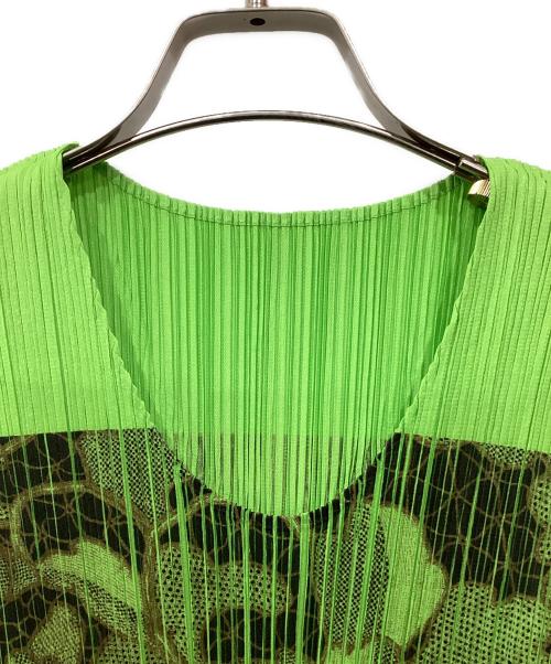 PLEATS PLEASE（プリーツプリーズ）PLEATS PLEASE (プリーツプリーズ) ノースリーブプリーツブラウス グリーン サイズ:3の古着・服飾アイテム