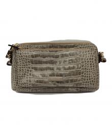 PELLE BORSA（ペレボルサ）の古着「クロコ型押しウォレットバッグ」｜グレー