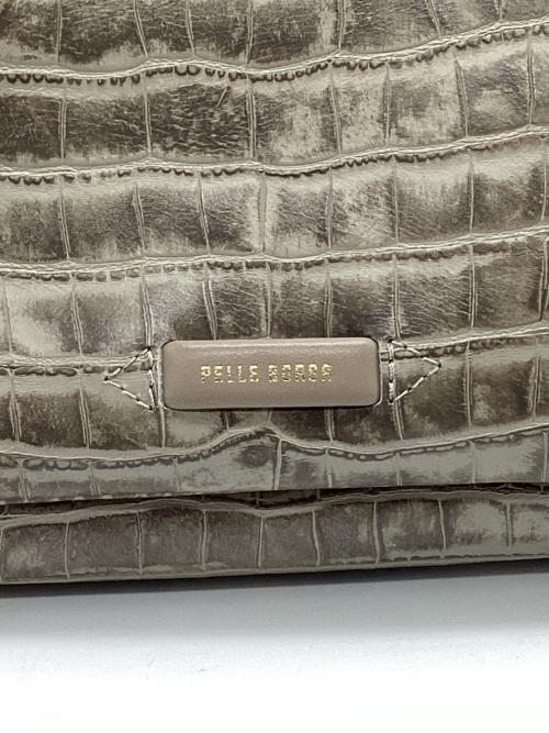 PELLE BORSA（ペレボルサ）PELLE BORSA (ペレボルサ) クロコ型押しウォレットバッグ グレーの古着・服飾アイテム
