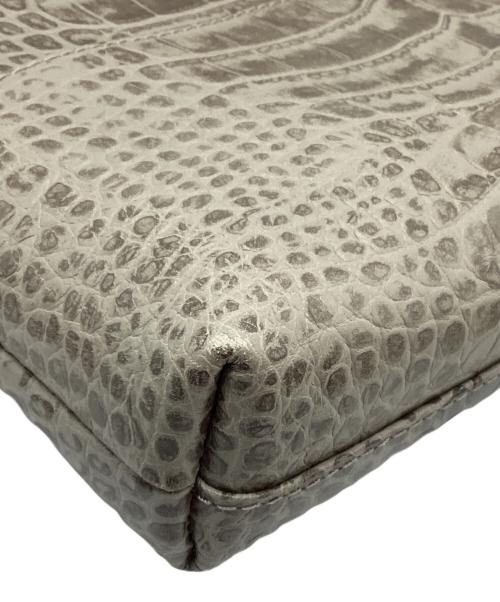 PELLE BORSA（ペレボルサ）PELLE BORSA (ペレボルサ) クロコ型押しウォレットバッグ グレーの古着・服飾アイテム