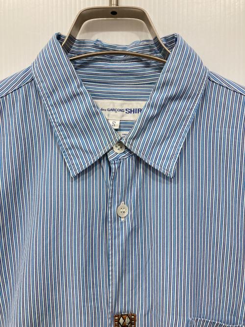 COMME des GARCONS SHIRT（コムデギャルソンシャツ）COMME des GARCONS SHIRT (コムデギャルソンシャツ) パッチワークストライプシャツ ブルー サイズ:Sの古着・服飾アイテム