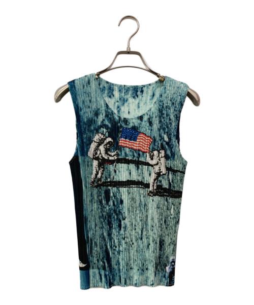 PLEATS PLEASE（プリーツプリーズ）PLEATS PLEASE (プリーツプリーズ) ノースリーブブラウス ブルー サイズ:3の古着・服飾アイテム