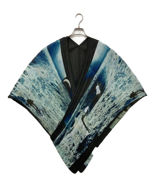 PLEATS PLEASE（プリーツプリーズ）PLEATS PLEASE (プリーツプリーズ) 羽織プリーツストール/ショール ブルーの古着・服飾アイテム