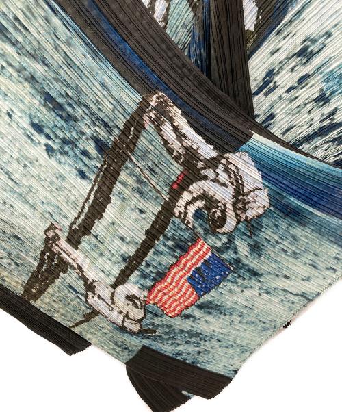 PLEATS PLEASE（プリーツプリーズ）PLEATS PLEASE (プリーツプリーズ) 羽織プリーツストール/ショール ブルーの古着・服飾アイテム