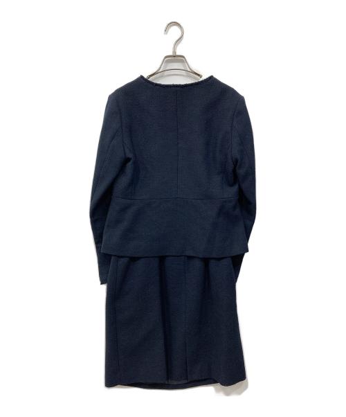 green label relaxing（グリーンレーベルリラクシング）green label relaxing (グリーンレーベルリラクシング) ツイード フリンジ ジャケット/ワンピース セット ネイビー×ホワイト サイズ:40の古着・服飾アイテム