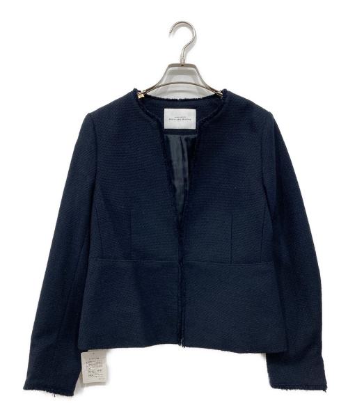 green label relaxing（グリーンレーベルリラクシング）green label relaxing (グリーンレーベルリラクシング) ツイード フリンジ ジャケット/ワンピース セット ネイビー×ホワイト サイズ:40の古着・服飾アイテム