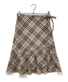 BURBERRY BLUE LABEL（バーバリー ブルー レーベル）の古着「ノバチェックラップスカート」｜ベージュ