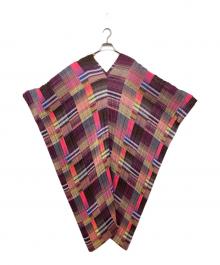 PLEATS PLEASE（プリーツプリーズ）の古着「ブロックチェック プリーツ変形ポンチョ」｜マルチカラー