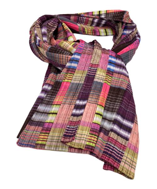 PLEATS PLEASE（プリーツプリーズ）PLEATS PLEASE (プリーツプリーズ) ブロックチェック プリーツ変形ポンチョ マルチカラー サイズ:Freeの古着・服飾アイテム