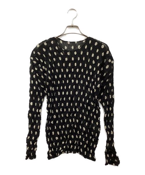 ISSEY MIYAKE（イッセイミヤケ）ISSEY MIYAKE (イッセイミヤケ) ドットプリーツブラウス ブラック サイズ:Mの古着・服飾アイテム