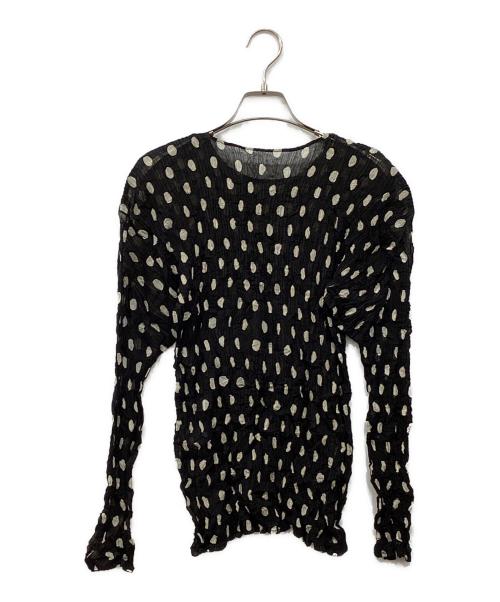 ISSEY MIYAKE（イッセイミヤケ）ISSEY MIYAKE (イッセイミヤケ) ドットプリーツブラウス ブラック サイズ:Mの古着・服飾アイテム