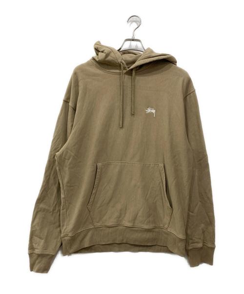 stussy（ステューシー）stussy (ステューシー) ロゴプルオーバーパーカー ベージュ サイズ:Lの古着・服飾アイテム