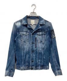DIESEL（ディーゼル）の古着「ペイントデニムジャケット」｜ネイビー