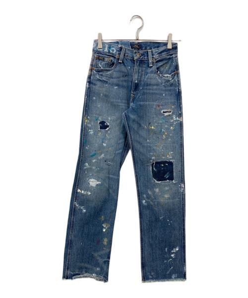 POLO RALPH LAUREN（ポロ・ラルフローレン）POLO RALPH LAUREN (ポロ・ラルフローレン) リペア加工 カットオフデニムパンツ ブルー サイズ:25の古着・服飾アイテム
