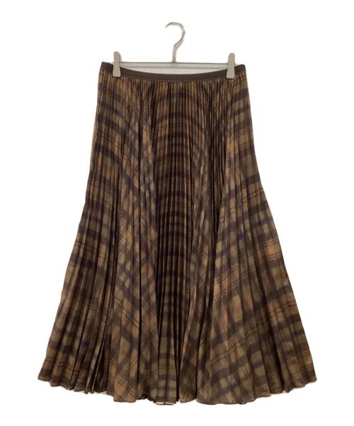 POLO RALPH LAUREN（ポロ・ラルフローレン）POLO RALPH LAUREN (ポロ・ラルフローレン) プリーテッドAラインミディ スカート ブラウン サイズ:Mの古着・服飾アイテム