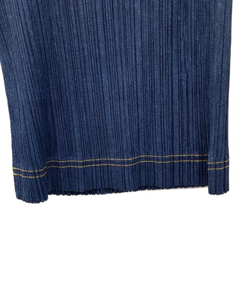 PLEATS PLEASE（プリーツプリーズ）PLEATS PLEASE (プリーツプリーズ) デニム転写 プリーツハーフパンツ ブルー サイズ:5の古着・服飾アイテム