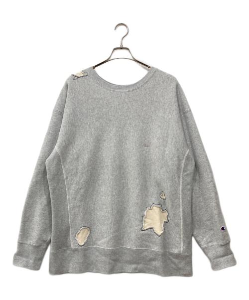 Champion（チャンピオン）Champion (チャンピオン) リペアデザイン リバースウィーブスウェット グレー サイズ:X-Largeの古着・服飾アイテム