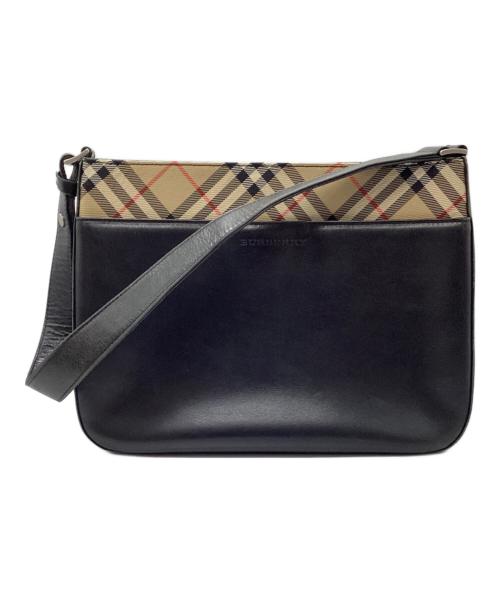 BURBERRY（バーバリー）BURBERRY (バーバリー) ノバチェック柄切替レザーワンショルダーバッグ ブラックの古着・服飾アイテム