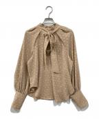 SHIPSシップス）の古着「カット ジャカード ボウタイ ブラウス」｜ベージュ