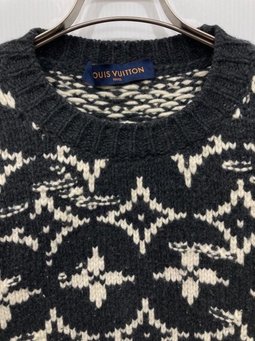 LOUIS VUITTON（ルイ ヴィトン）LOUIS VUITTON (ルイ ヴィトン) ディストーテッドモノグラムニット グレー×ホワイト サイズ:Lの古着・服飾アイテム