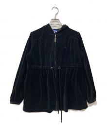 BURBERRY BLACK LABEL（バーバリーブラックレーベル）の古着「ベロアジップパーカー」｜ブラック